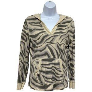Chaps Denim-Women's Medium Pullover Top Pocket Long Sleeve Hooded-Cotton